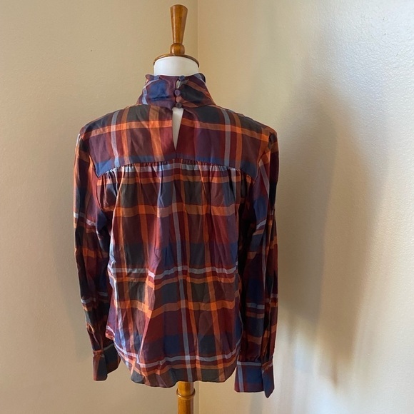 Petersyn Women’s Blouse Size XS Plaid Checkered Mock Neck Shirt Popover Mockneck - Picture 3 of 9